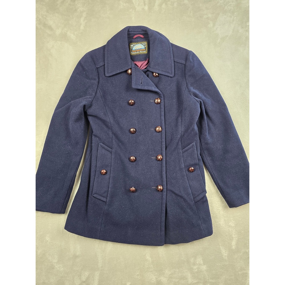 Mackintosh Peacoat Women Size 8 Navy Blue Wool Double Breasted USA Made Lined